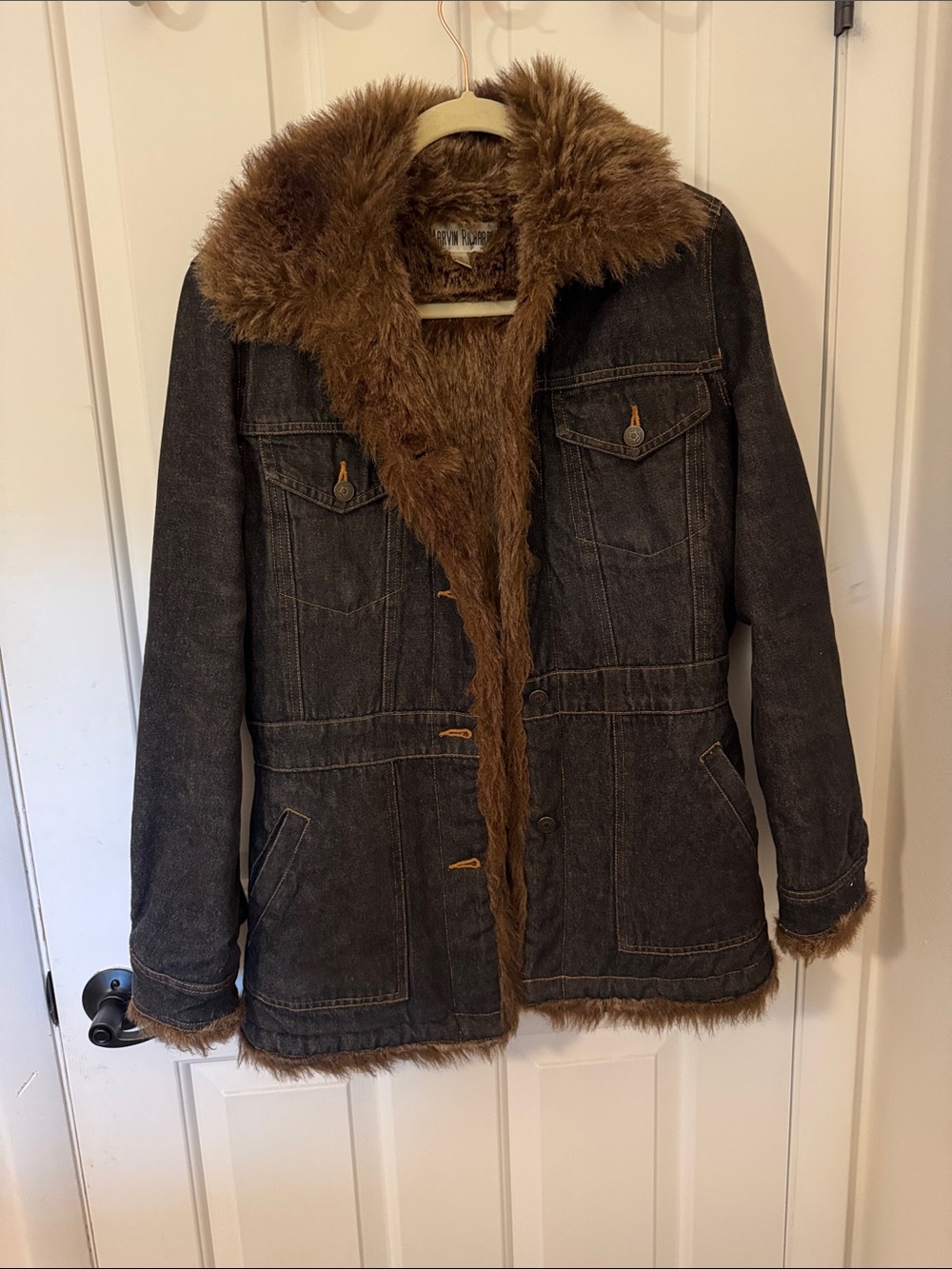 Marvin Richards Brown Faux Fur Lined Denim Jacket